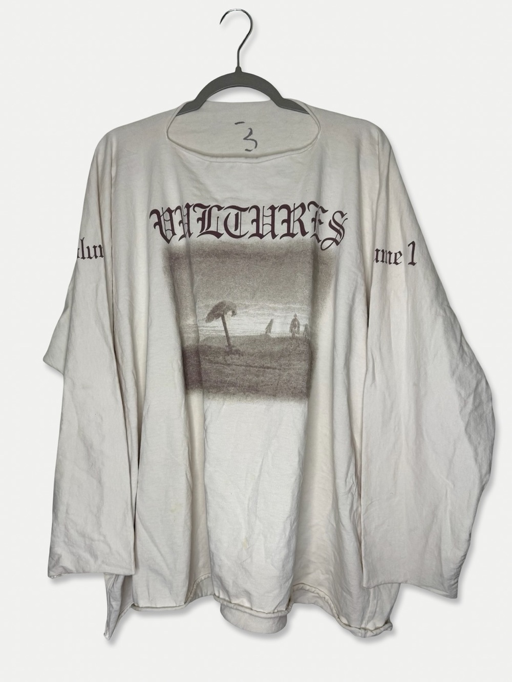 Yeezy Vultures Volume 1 Long Sleeve Shirt White Oversized Kanye West Size 3